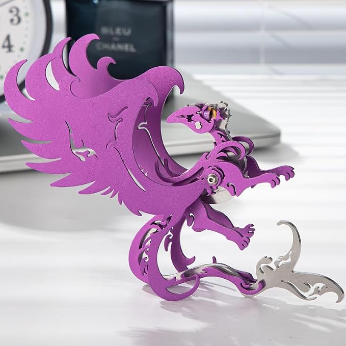 3D Metal Puzzles Toys The Meow Meow Family King and Princess Cat DIY Handmade Assembled Model Kits Ornaments Christmas New Year and Birthday Gifts for Adult (Princess Cat Purple)