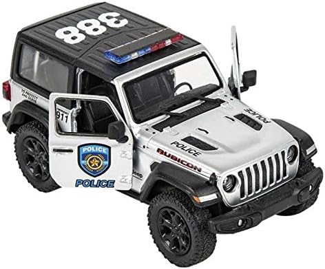 KiNSMART - Jeep Wrangler Rubicon Off Road 4x4 5 inch 1:34 Scale Die Cast Model Replica Toy Car (Rescue Silver Police)