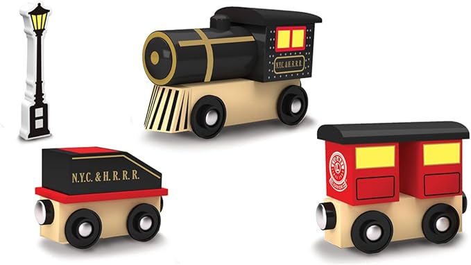 MasterPieces Wood Train Sets - Lionel Original Steam Engine 3 Piece Train Set - Officially Licensed Toddler & Kids Toy
