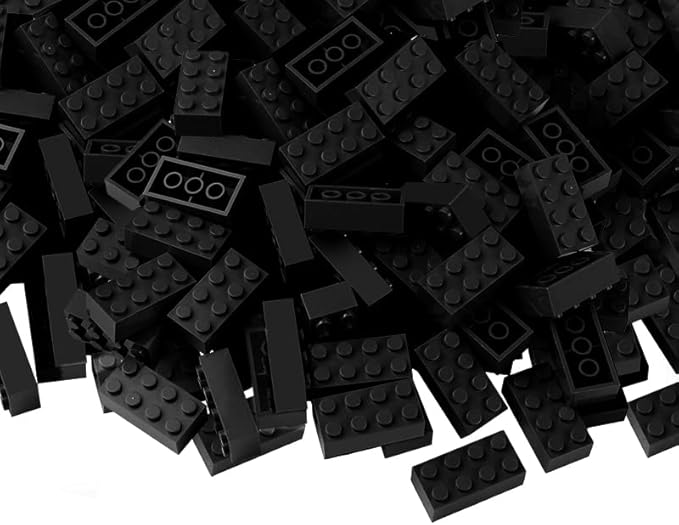 100pcs 2x4 Bricks Black Pieces Parts Classic Building Creative Play Blocks Set Parts Toy Accessories Compatible with 3001 Major Brick Brands