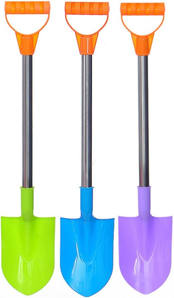 Kids Stainless Steel Snow Shovel, Kids Snow Shovel Beach Shovels for Stainless Steel with Plastic Scoops and Handle 3PCS, Beach Shovels