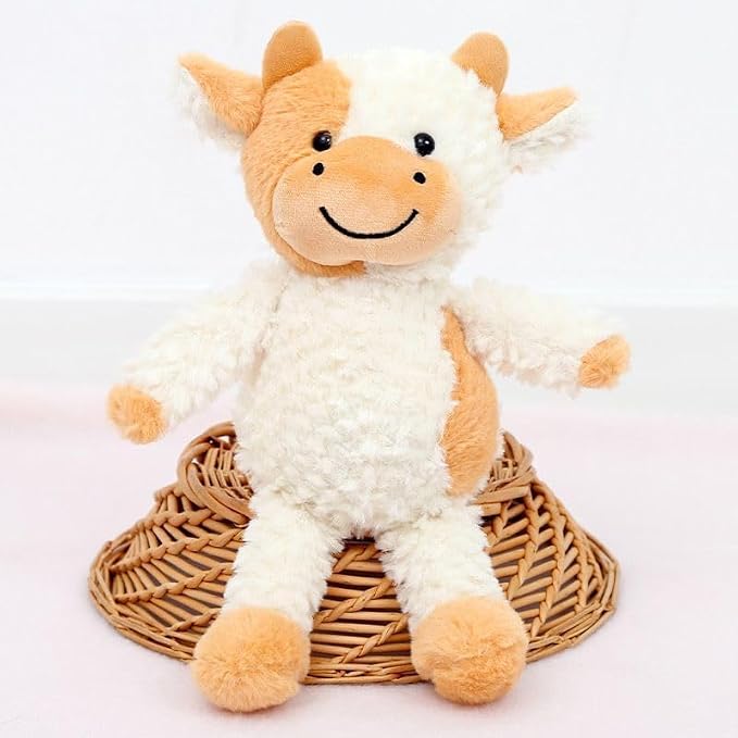 YUKOUQIAN Cow Stuffed Animal Cow Plush Doll Toy 15.7 inch for Girls Boys(Stand Cow Huang se15.7)