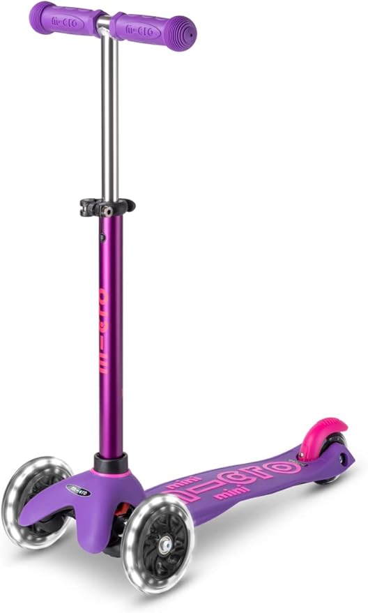 Micro Kickboard | Mini LED Kids Scooter for Ages 2-5 | Children up to 110 lbs | 3 Wheel Lean-to-Steer Design | Adjustable T Bar | Smooth Ride, Motion Activated PU LED Wheels | Swiss Design