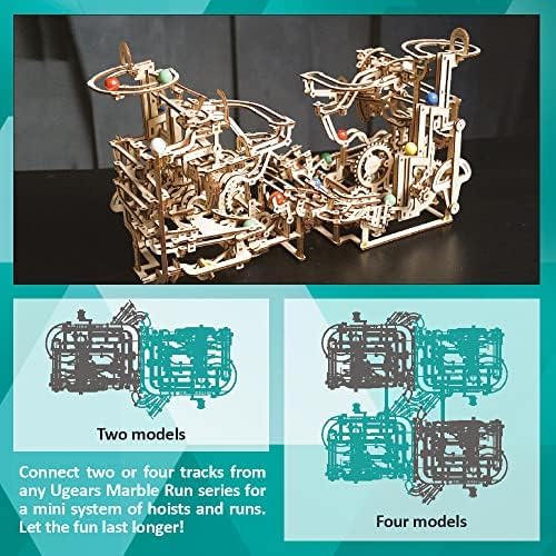 UGEARS Marble Run Stepped Hoist, Model Kit, 3D Puzzle, Fun DIY Model Kit Crafts for Adults - Unique Gift 3D Puzzle for Adult Marble Game for Hobby Enthusiasts - 355 Pcs