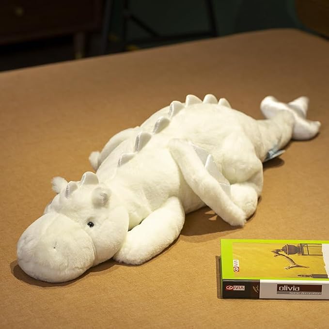 Giant Weighted Dragon Stuffed Animal 7Lbs, Soft White Plush Toy 51.2" White Stuffed Dragon for Kids and Adults