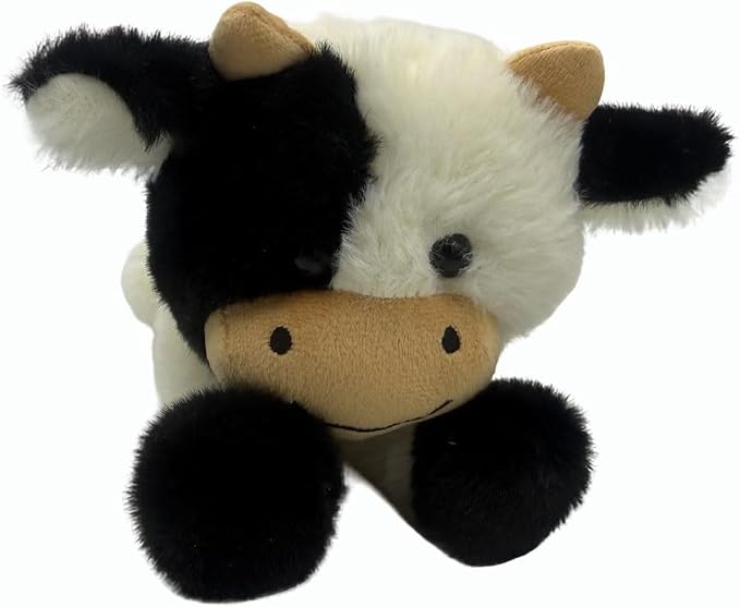 YUKOUQIAN Cute Cow Plush Stuffed Animal Doll Toy 10 inch for Girls Boys (pa Cow Black White)