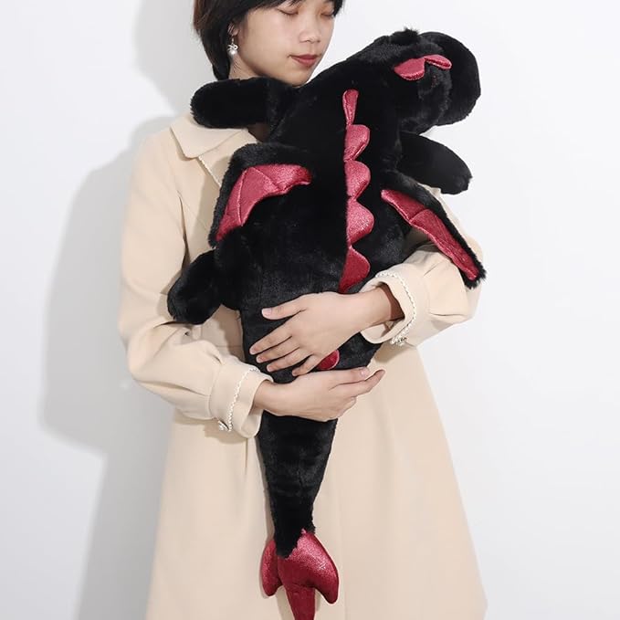 Giant Dragon Stuffed Animal 51.2" 8Lbs, Soft Weighted Stufffed Plush Toy, Black Dragon Plushy Pillowfort for Kids and Adults