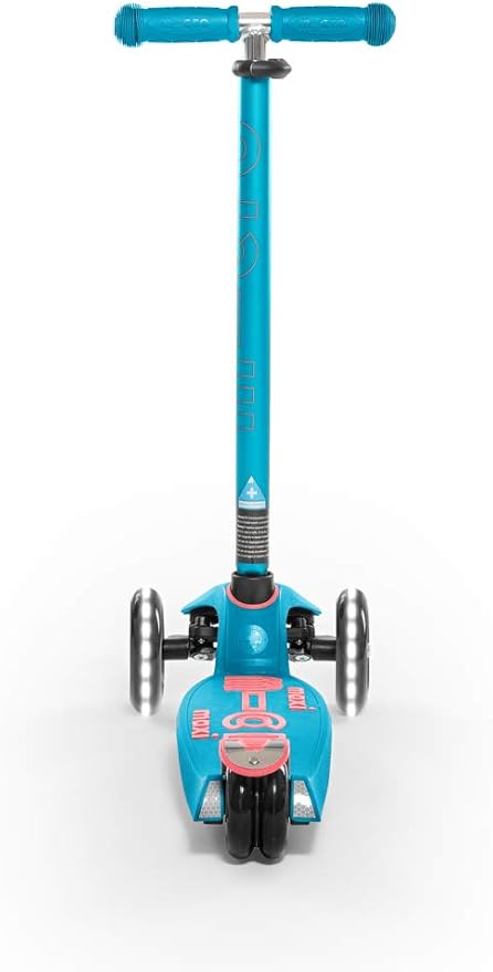 Micro Kickboard | Maxi LED Kids Scooter for Ages 5-12 | Children up to 110 lbs | 3 Wheel Lean-to-Steer Design | Adjustable T Bar | Smooth Ride, Motion Activated PU LED Wheels | Swiss Design