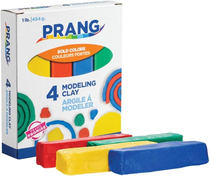 Prang Modeling Clay, Primary Set, 1 lb. Box, Case of 12 Boxes | 1/4 lb. Sticks of Red, Blue, Green, and Yellow, Pliable, Non-Hardening, Non-Staining, Easy Clean-Up