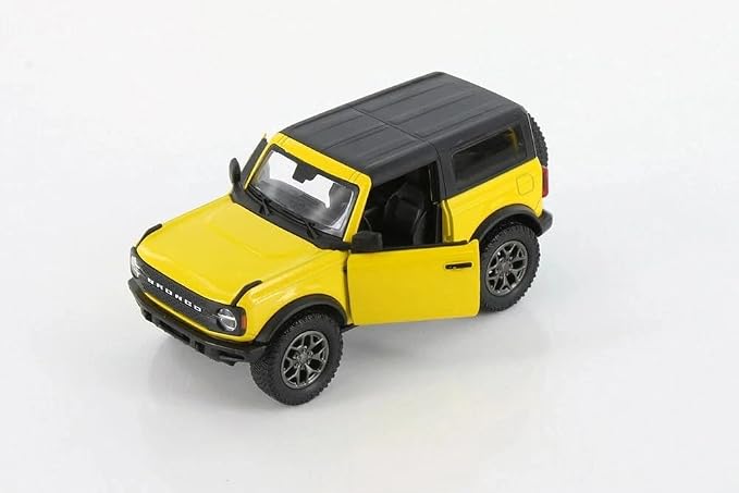 KiNSMART - 2022 Ford Bronco SUV 5 Inch 1:34 Scale Die Cast Metal Model Toy Truck (Yellow Hardtop)