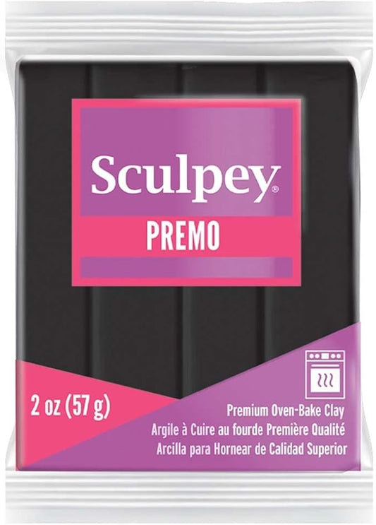 Sculpey Premo™ Polymer Oven-Bake Clay, Black, Non Toxic, 2 oz. bar, Great for jewelry making, holiday, DIY, mixed media and home décor projects. Premium clay perfect for clayers and artists.