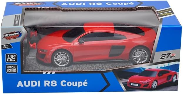 AEROQUEST Audi Remote Control Car,Officially Licensed Audi R8 Coupe,1:24 Scale Toy Car for Kids,Electric Sport Racing Hobby RC Cars,Birthday Gift for Boys and Girls（red）