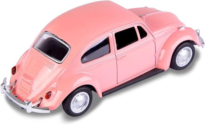 Berry President 1967 Classic Beetle Bug Vintage 1/32 Scale Diecast Metal Pull Back Car Model Toy for Gift Kids (Rose)