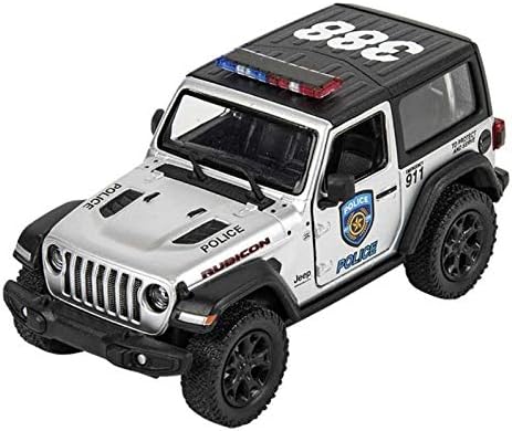 KiNSMART - Jeep Wrangler Rubicon Off Road 4x4 5 inch 1:34 Scale Die Cast Model Replica Toy Car (Rescue Silver Police)