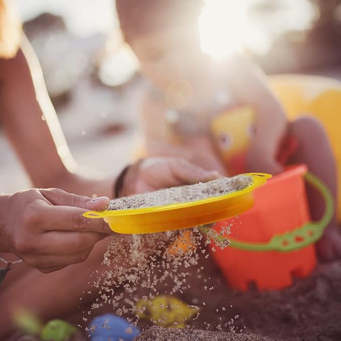 Sand Sifter Sieves for Kids - Heavy Duty ABS Beach Sifter Discovery Toy for Gardening, Digging, Finding Treasure Shells & Shark Teeth - Gift for Travel Beach Party (4PCS)