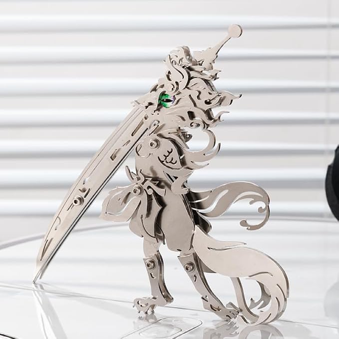 3D Metal Puzzles Toys The Meow Meow Family King and Princess Cat DIY Handmade Assembled Model Kits Ornaments Christmas New Year and Birthday Gifts for Adult (General Cat Silver)