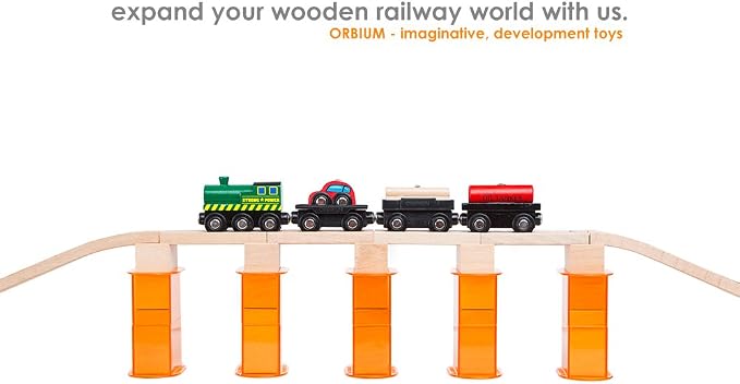110 Pieces Wooden Train Tracks Expansion Pack with Bridges, Tunnel, Ascending Tracks, Accessories, Elevated Tracks, Toddler Boys Kids 3-8 Montessori STEM Gift Compatible Thomas, Brio Wooden Railways