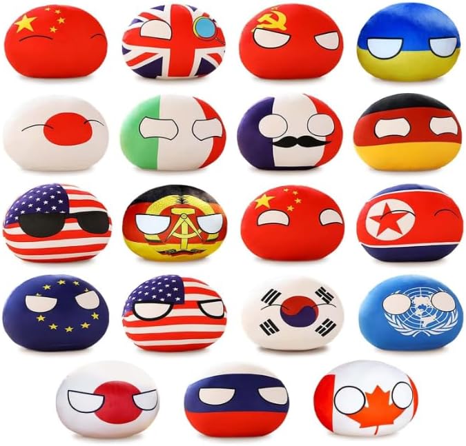 19 PCS Country Balls Plushies 4 in Poland Ball Doll for Children and Adult Gifts Pendant Accessories Stuffed Toys