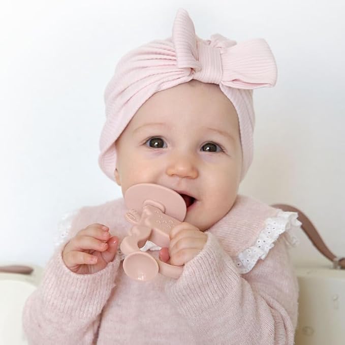 Moonkie Teething Toy, Safe & Easy to Hold BPA Free Silicone Teethers, 360° Baby Toothbrush with Suction Base, Teether Toys Best for Babies 6-12 Months (Koala Blush)