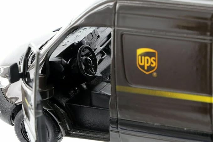 KiNSMART - Mercedes-Benz Sprinter UPS Edition Cargo Van, 1:48 O Scale Die Cast Metal Model Toy Van, Pull-Back Action