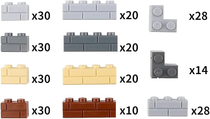 Masonry Bricks Set - Compatible with Major Brands Building Blocks, 260 Pieces Bulk 1x2 1x3 1x4 and Corner Bricks for DIY Wall House Construction (Multicolored)