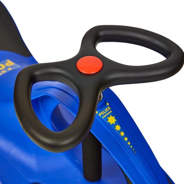Wiggle Car - Police Ride on Toy for Ages 3 Years and Up with No Batteries, Gears, or Pedals Just Twist, Wiggle, and Go by Lil’ Rider (Blue)
