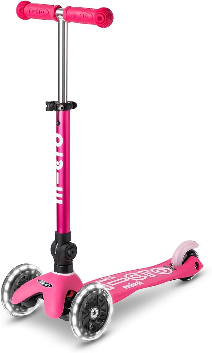 Micro Kickboard | Mini Foldable LED Kids Scooter for Ages 2-5 | Children up to 110 lbs | 3 Wheel Lean-to-Steer Design | Adjustable T Bar | Smooth Ride, Motion-Activated PU LED Wheels | Swiss Design