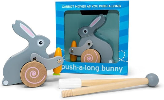 Bunny Push Toy by Jack Rabbit Creations- Wooden Push- Along Rabbit for Early Walking, Balance and Motor Skills Development- Eco-Friendly Montessori Toy for Toddlers & Babies Ages 1+