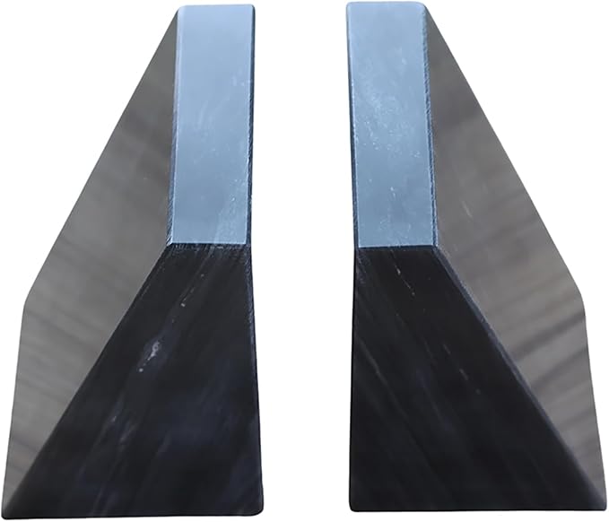 Fox Run 100% Natural Polished Marble Bookends, Black, Set of 2, Smaller Triangular
