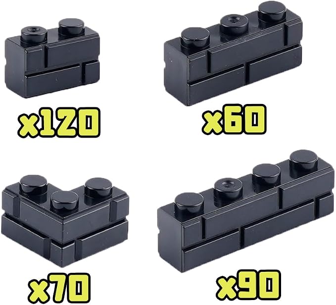 Masonry Bricks House Wall Accessories: 340PCS Classic Masonry Profile Block Parts and Pieces Creative Construction Bulk, MOC Castle Pieces (Black)