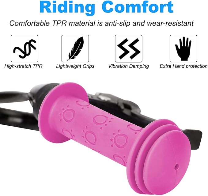 Kids Bike Grips - 105mm Bicycle Handlebar Grips With Mushroom Pattern for Bikes, Balance Bikes, and Kick Scooters
