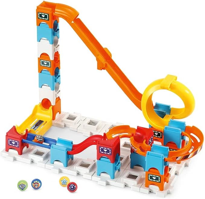 VTech - Marble Rush, Electronic Ball Circuit Racing Set M200E, Building Set, 73 Pieces, 5 Balls, Gift for Children from 4 Years