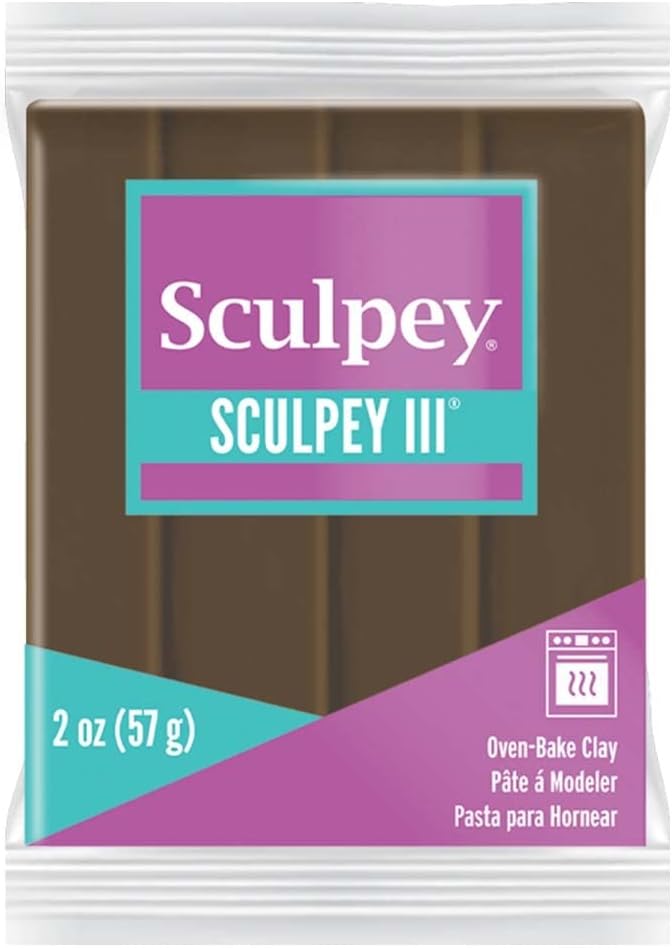 Sculpey III® Polymer Oven-Bake Clay, Suede Brown, Non Toxic, 2 oz. bar, Great for Modeling, Sculpting, Holiday, DIY, Mixed Media and School Projects.Perfect for Kids & Beginners!