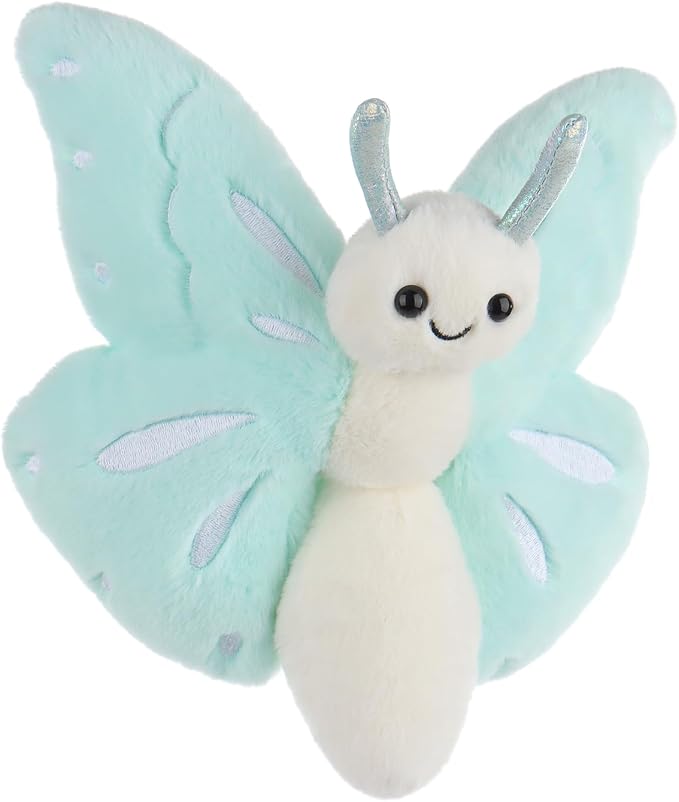 Apricot Lamb Blue Butterfly Plush Stuffed Animals for Kids, Soft Cute Plush Toys for Baby Girl and Boy, Fluffy Blue Butterfly Blue