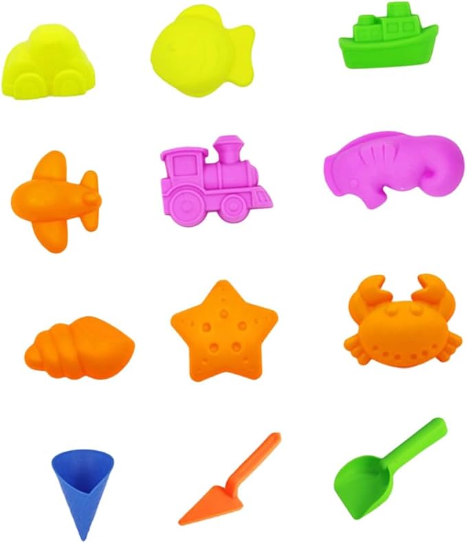 12pcs Beach Sand Playset Educational Sandbox Fun Creative Plastic Tools for Random Colors Random Color