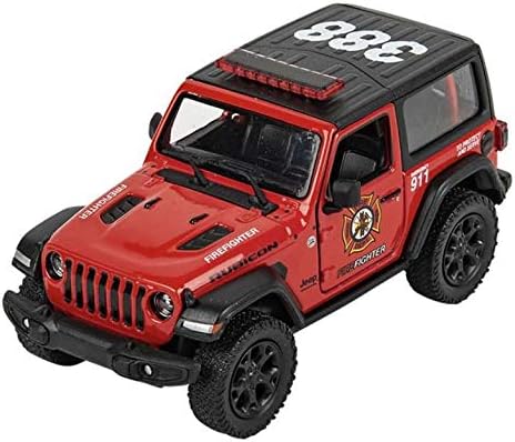KiNSMART - Jeep Wrangler Rubicon Off Road 4x4 5 inch 1:34 Scale Die Cast Model Replica Toy Car (Rescue Fire)