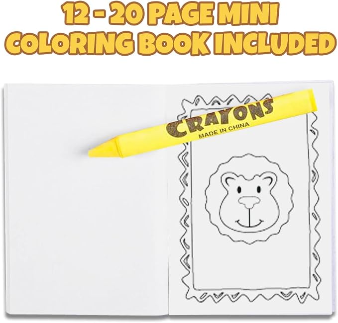 ArtCreativity 12 Pack Zoo Animal Mini Coloring Books for Kids with 12 Crayon Packs – Jungle Safari Party Favors, Wild One Birthday goodie bags stuffers, Classroom Prizes, Activity Set for Toddlers