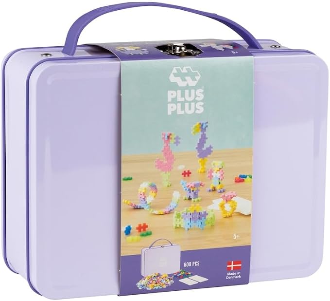 Plus Plus Metal Suitcase - 600 Piece Pastel Mini Interlocking Building Blocks Set, Stem Toys - Airplane Travel Essentials for Kids / Classroom Must Haves Gifts for Boys & Girls