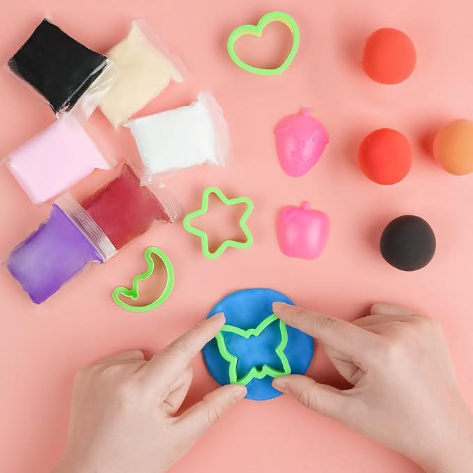 Ainiv Air Dry Clay Kit, 60 Colors DIY Model Magic Clay for Kids, Modeling Clay with 6 Sculpting Tools, Safe and Non-Toxic, Ultra Light Arts and Crafts Kits for Boys Girls, Best Gifts for Kids
