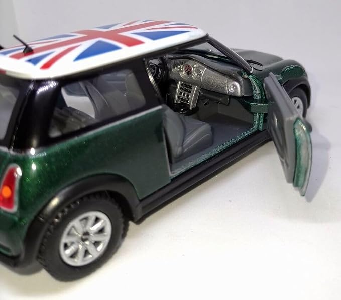 KiNSMART - Mini Cooper S 5" 1:28 Scale Die Cast Metal Model Toy Car (Green British Flag)