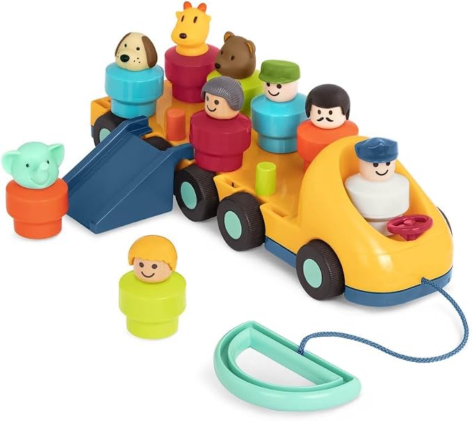 Battat – Toy Bus for Toddlers with Moving Parts & 9 Figures – Developmental Toy for Babies – Spinning Bus – 18+ Months