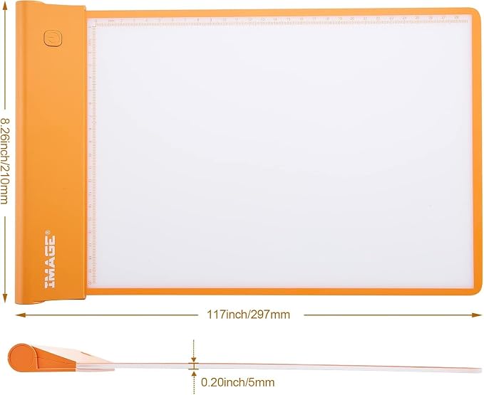 IMAGE Light Up Tracing Pad for Kids Drawing Tablet Board Children Portable Art Christmas Gift for Boys Girls Ages 6+ (Includes 10 Traceable Sheets and Two Clips), Durable & Fun Creative Toy(Orange)
