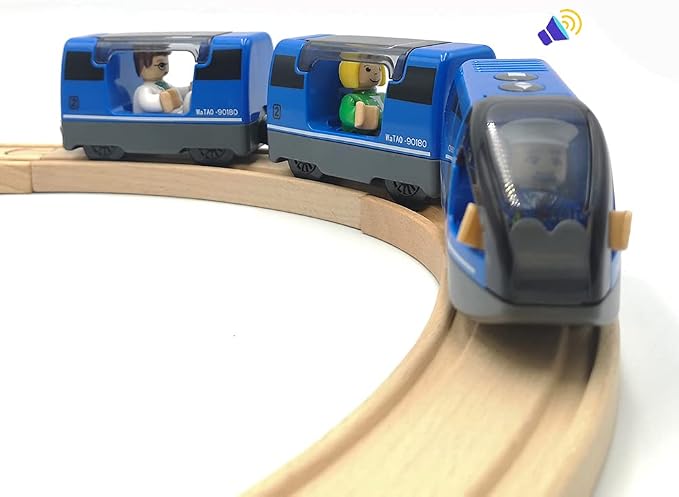 DSHMIXIA Battery Operated Train for Wooden Train Track Set Toys for Toddlers 3 4 5 Year Old Boys Kids Magnetic Couplings City Vehicle with Figures(Without Battery)