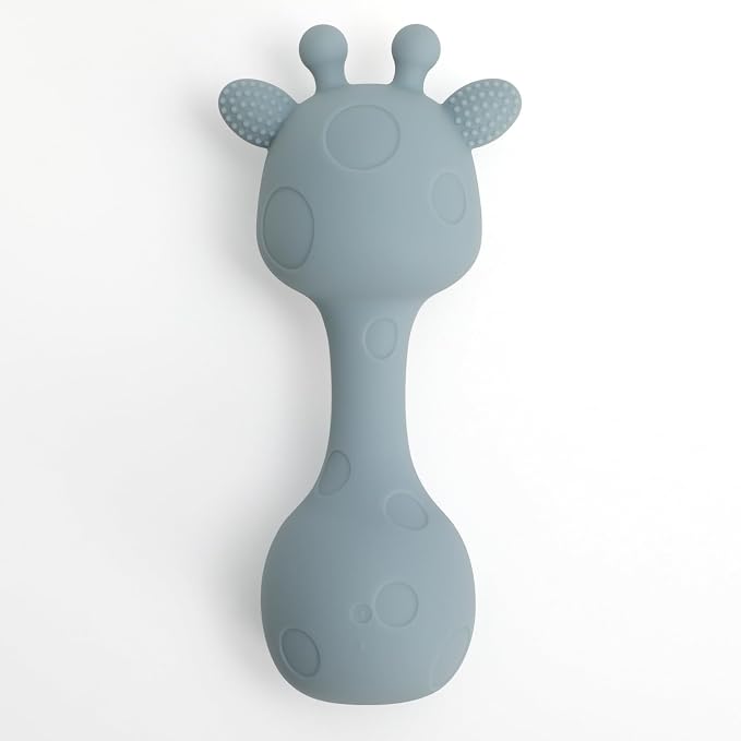 Silicone Little Giraffe Shaker Rattle Toy for Babies | Food Grade Silicone Teether | Easy to Grip | BPA Free (Ether)