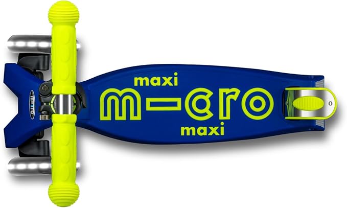 Micro Kickboard | Maxi Foldable LED Kids Scooter for Ages 5-12 | Children up to 110 lbs | 3 Wheel Lean-to-Steer Design | Adjustable T Bar | Smooth Ride, Motion Activated PU LED Wheels | Swiss Design