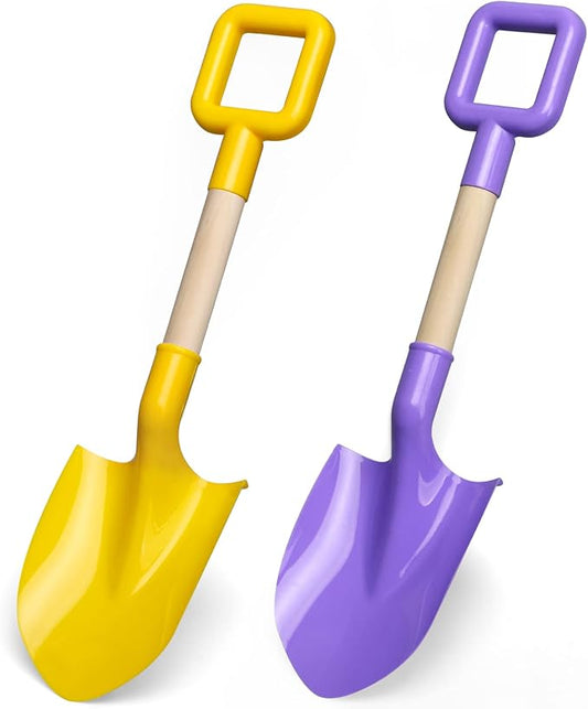 Kids Garden Tool Shovels Toys, 16" Long Kids Beach Spades Sand Shovels Toys for Adults Gardening Tools Garden Kit Travel Sandbox Toy Sturdy Snow Scoop Durable Wood Handle Spade for Digging Sand Snow
