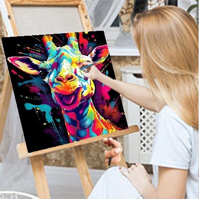 6 Pack Framed Paint by Numbers Kits for Beginners, Color Animal Paint by Number Kits for Kids Ages 4-8-12, DIY Horse Giraffe Lion Paint by Numbers on Canvas Children Paints by Number Kits 8x8Inch
