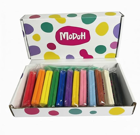 12-Color Oil Based Modeling Clay, Non-Hardening Reusable Plasticine, Non-Toxic Sulfur-Free Sculpting Clay for Kids & Artists (50g Each, 600g Total)
