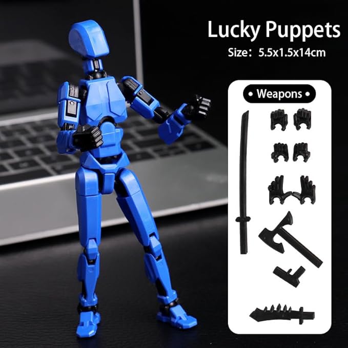 DANONI Titan 13 Action Figure Set, 3D Printed Multi-Jointed Movable Robot Action Figure, Decorations for Action Figures - Assembly Completed(Assembly Completed-Blue)