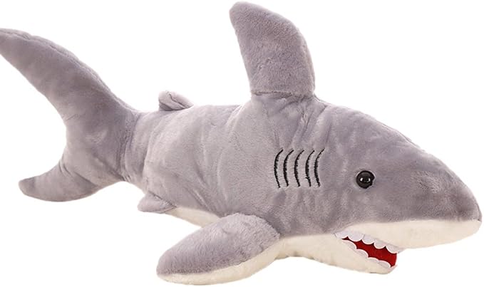 Stuffed Shark Animal Plush Toy 16 Inch Long Great White Animal Stuffed Plushies Super Soft Cute Cuddly Pillow Cushion Stuff Dolls Gift for Children Kids Boys Girls Room Decor Bedtime, 16Inches